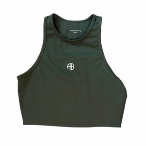 Anine Bing Sport Crop Top Tank Olive Green Medium